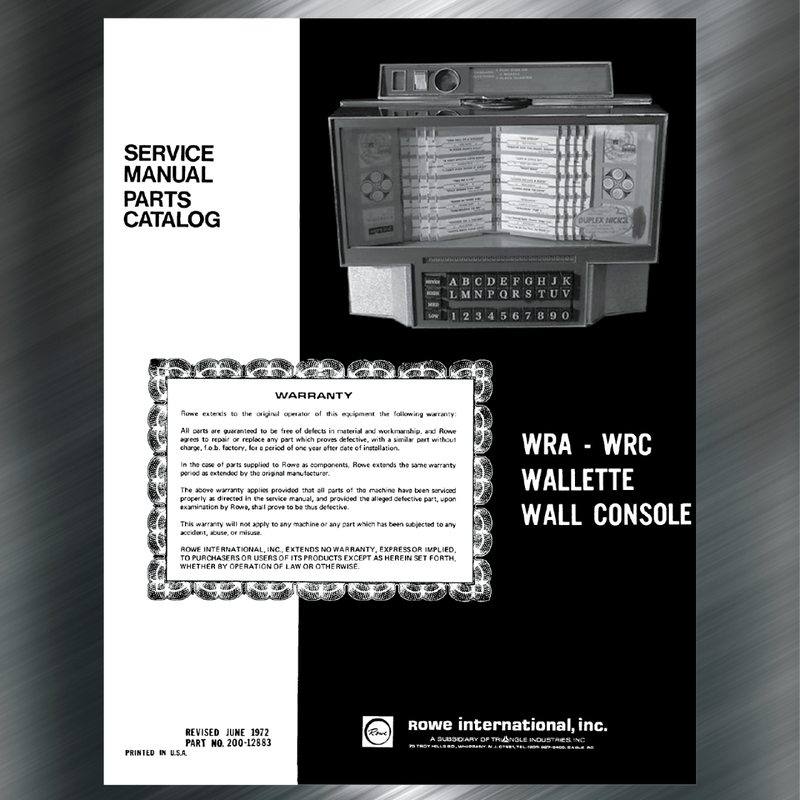 Rowe AMI WRA / WRC  200 Service Manual