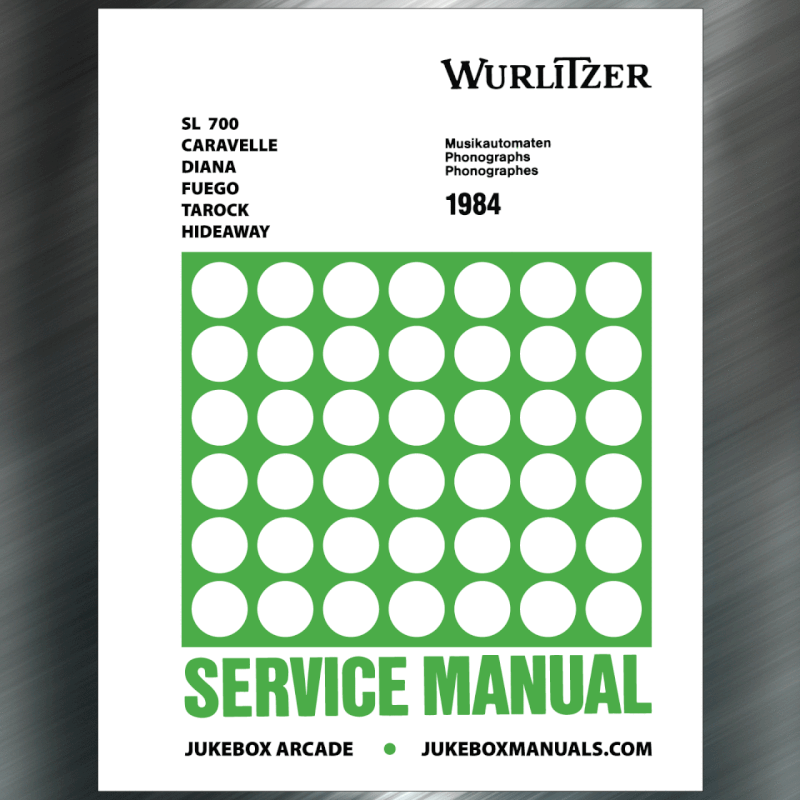 WURLITZER  Models for 1984 Models Diana, Fuego, SL 700, Tarock, Caravelle  Service Manual with Parts Catalog With Trouble Shooting English, German and French