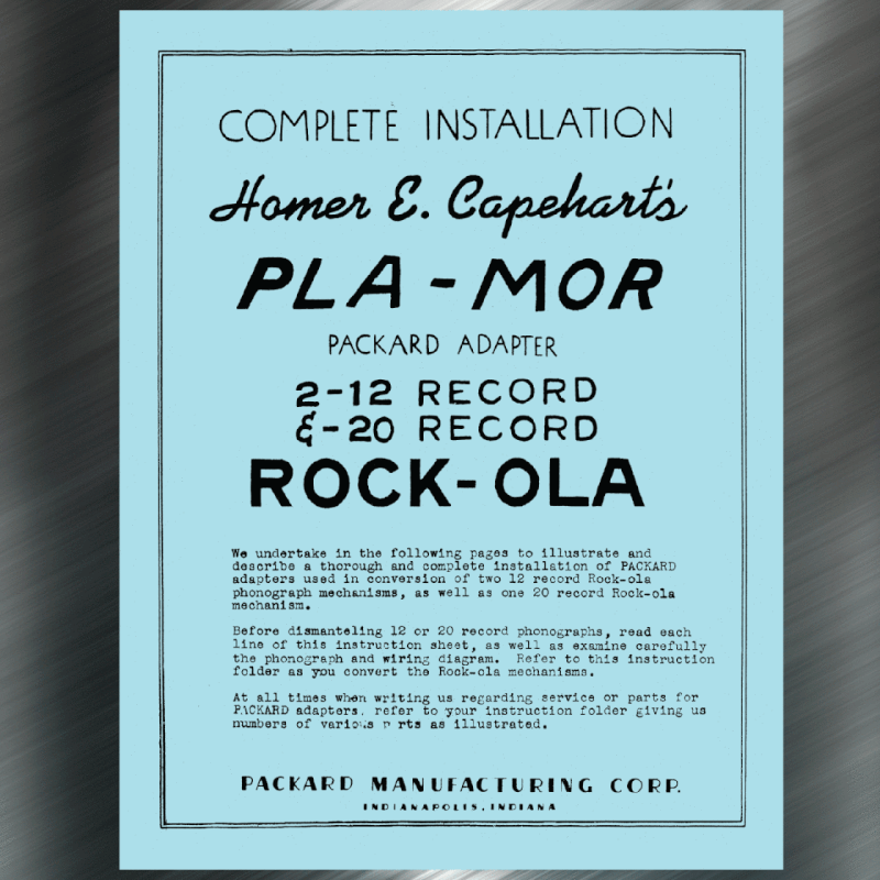 PLA-MOR Packard  Adapter Manual for Rock-Ola 2-12 and 2-20 