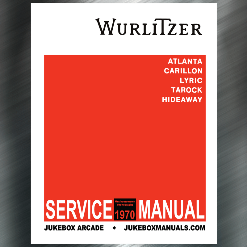 Wurlitzer Models Atlanta, Carillon, Lyric, Tarock, Hideaway of 1970 Service Manual and Parts Lists In 3 Languages, English, French, German